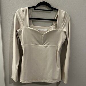 Susana Monaco sweetheart long sleeve top SZ XL in Toasted Almond
